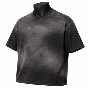 Camiseta Oversize para Hombre con Lavado Ácido, Estilo Vintage, de Algodón Negro, Streetwear, Ajuste Holgado, Casual, de Gramaje Pesado, Lisa - Product Image 3