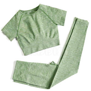 Ensemble de soutien-gorge de Legging de Sport à motif solide léger pour femmes vêtements de Fitness respirants personnalisés pour les Sports de plein air taille élastique Yoga - Product Image 1