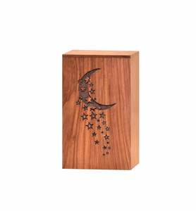 Urna de cremación de madera dura hecha a mano diseño de luna de vida urna conmemorativa para cenizas caja de recuerdo funerario decorativa (L | M | S) - Product Image 1