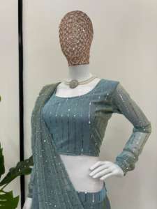 Lehenga Saree de Spandex Listo para Usar, Ropa Étnica Contemporánea Curada para Boutiques de Alta Gama, al por Mayor y a Precio Económico - Product Image 3