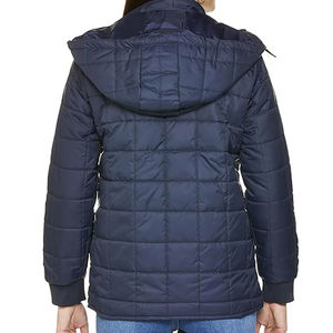 แจ็กเก็ตขนเป็ดสำหรับผู้หญิงมีฮู้ดถอดออกได้มีซิปเต็มขอบและข้อมือเสื้อแจ็กเก็ตฤดูหนาวแบบลำลองตัดขอบ - Product Image 2