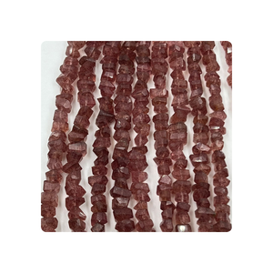 Cuentas de pepitas facetadas de cuarzo rosa fresa natural de hebra de 8 pulgadas al por mayor 12-15mm aprox. para la fabricación de joyas Premium - Product Image 3