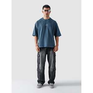 Lona 100% Algodón, 240 GSM, Azul Oscuro Lavado, Diseño Liso, Tallas S-XL - Product Image 6