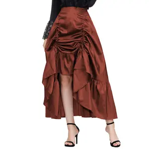 OEM Frauen verstellbare High-Low Elastic Taille Gothic Renaissance Steampunk Frauen lange Röcke