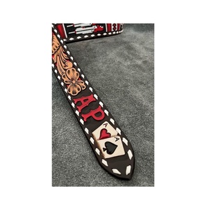 Vente chaude unisexe Floral usiné ceintures en cuir cartes alphabétiques conception perlée personnalisé fantaisie boucle cheval fabricants - Product Image 3