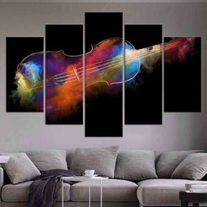Art abstrait sur toile de violon : Impression sur verre trempé, cadeau pour les amateurs de musique, lot de 5 toiles assorties - Product Image 1
