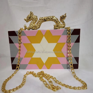 Bolso de mano de resina de lujo hecho a mano, monedero de noche de Color personalizado, patrón pintado a mano, 'modelo', ropa nupcial Formal, forma personalizada - Product Image 1