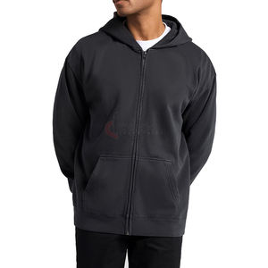 Sudadera con capucha y cremallera para hombre de gran tamaño con hombros caídos de alta calidad 100% algodón poliéster peso pesado logotipo personalizado sin cuerdas - Product Image 5