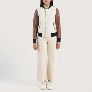 Veste de sport hybride blanche et marron pour femme Savant - Product Image 3