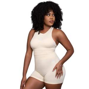 Conjunto Deportivo de Dos Piezas para Mujer, Top Corto y Pantalones Cortos de Cintura Alta, Ajuste Elástico, Ropa de Entrenamiento para Gimnasio - Product Image 4