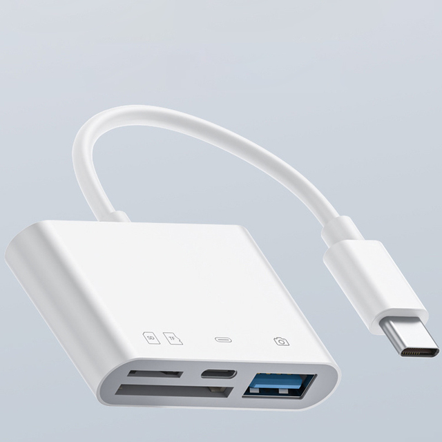 4 in 1 Type-C Card Reader SD+TF+USB With USB C Charging Port OTG Cable Hub Adapter for Camera Laptop Phone Tablet