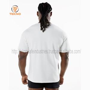 Luxury Men's 100% Cotton Oversize <b>T</b>-<b>Shirt</b> Custom Mock Neck Breathable Heavyweight with <b>Long</b> <b>Length</b> Customizable Logo Pattern - Product Image 2