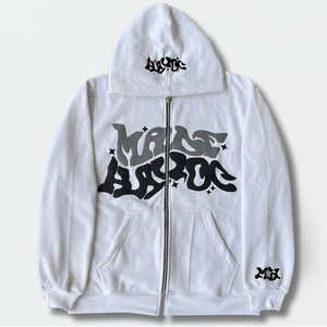 Ropa de calle personalizada Rhinestone Zip up Puff Print Hoodie 500gsm Heavyweight Cotton High Quality Hoodie Hombres - Product Image 3