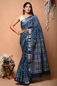 Sarees de Satén Hechos a Mano y Ecológicos, Personalizados para Mujeres Adultas, con Diseño de Hoja de Helecho, en Rojo y Blanco Vibrantes, para Fiestas - Product Image 3