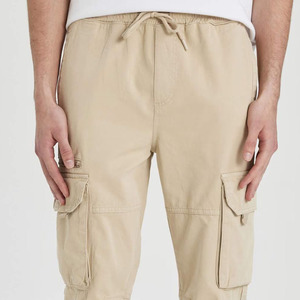 Tissu en coton doux respirant confortable taille réglable multiple avec poches pantalon cargo avec poches et cordon de serrage durable - Product Image 3