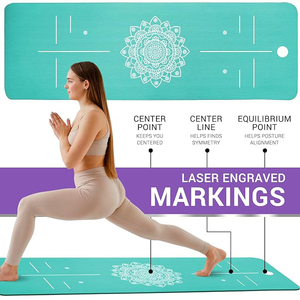 Esterilla de yoga plegable para viajes, mate, con línea de posición impresa, respetuosa con el medio ambiente, goma natural al por mayor + esterilla de Yoga de PU - Product Image 4