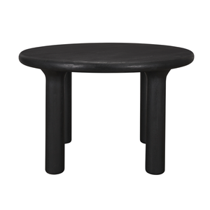 Modern Natural Textured Black Mango <b>Wood</b> Round Dining <b>Table</b> In Pillar Style Legs <b>Folding</b> Easy Movable Best For Home Restaurant - Product Image 2