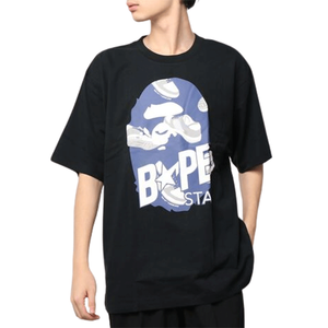 Nouveauté T-shirt en jersey de coton noir pour un style décontracté, tendance streetwear, t-shirts imprimés Baped à col rond unisexe - Product Image 4