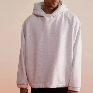 Vente en gros en vrac sweats à capuche vierges gris à manches raglan personnalisés en coton de votre marque sweats à capuche unisexes sans ficelle - Product Image 1