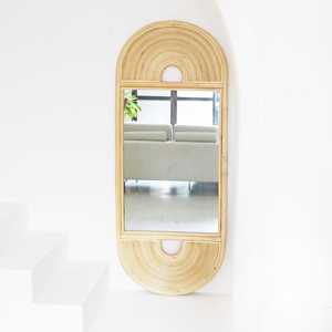 Espejos de baño modernos, espejo de montaje en pared de ratán hecho a mano natural extra grande de longitud completa - Product Image 1