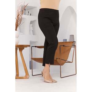 Pantalon en tissu marron grande taille avec détail fente à la cheville - Product Image 2