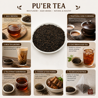 Decafeïneerde rijpe Pu Erh thee, losse blaadjes Yunnan, voor warme bereiding en theezakjes, groothandel, voedselkwaliteit, bulk levering