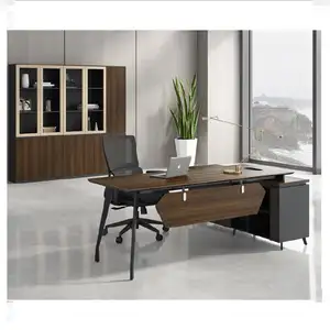EBUNGE di alta qualità moderno in legno a forma di L angolo Manager Ceo Boss mobili commerciali tavolo da ufficio esecutivo