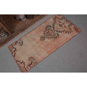 Tapis Turc Vintage Tissé à la Main Orange Vert Patchwork Design 1.6 X 3.3ft Laine Latex Support pour Salon Décor Modèle Chambre Tapis - Product Image 5