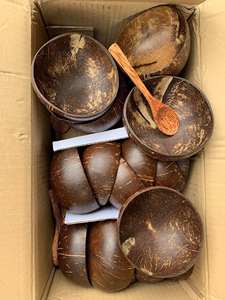 Bols en noix de coco naturelle écologique, bol de service en bois poli fait à la main pour cuisine, salle à manger, restaurant, approvisionnement en gros - Product Image 4