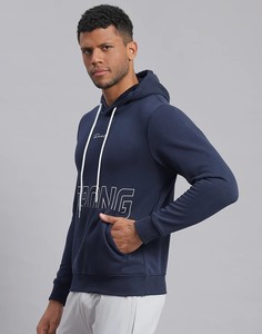 Sweat à capuche d'hiver pour homme bleu marine de haute qualité, à manches longues, personnalisé ODM, en polyester/coton, avec design imprimé, en polaire supérieure - Product Image 5