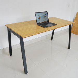 BFATB005 AtonBamboo 140x70cm Desk with Assembled Iron <b>Legs</b> <b>Foldable</b> Durable Computer <b>Table</b> for Living Room with Storage Features - Product Image 2