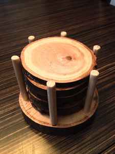 Elegant handcrafted <b>wooden</b> <b>coaster</b> with artistic carving perfect for living room decor and beverage serving - Product Image 2