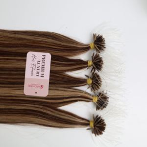 Premium luxe qualité plastique Nano pointe kératine mélange couleur 1A + 5Q cheveux vierges 22 pouces droite 100% Super Double dessiné Extension - Product Image 3