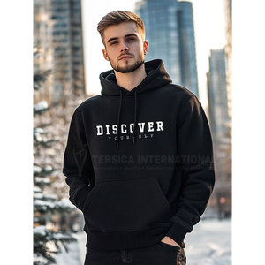 Cómoda Sudadera con capucha para hombre, sudadera informal mezclada de algodón para actividades al aire libre, Sudadera con capucha elegante de tela suave para hombre - Product Image 2