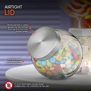 Glass Candy Cookie <b>Jar</b> With Metal Airtight Seal Lid Food Storage <b>Jar</b> for Snacks Dry Food Jelly Beans Canister Apothecary <b>Jars</b> - Product Image 5
