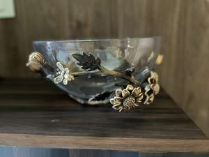 ขายส่งงานแต่งงานและกิจกรรมออกแบบโบลิ่งหรูหราชามแก้วโลหะโกลเด้นลีฟและดอกไม้ - Product Image 4