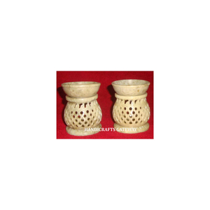 Brûleur d'huile aromatique en pierre ollaire naturelle, design unique, fait à la main, fournisseur indien, finition soignée, pour la décoration de la maison et les cadeaux de mariage - Product Image 1