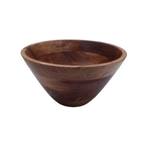 Bol de service alimentaire de forme ronde en bois émaillé blanc fini naturel pour la Table à manger de cuisine bols de service alimentaire en vrac faits à la main - Product Image 2