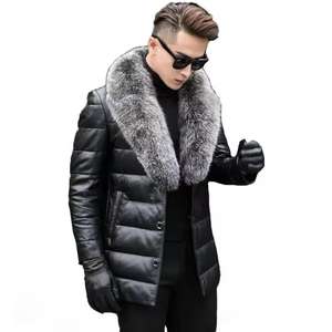 Abrigos de cuero transpirables clásicos de calidad superior personalizados cómodos y cálidos de invierno para hombre chaqueta de cuero genuino - Product Image 6