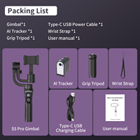 Stabilisateur de Cardan 3 Axes Portable S5Bpro avec Suivi Facial Automatique 360 pour Smartphone, Perche à Selfie Automatique, Kit Vlogging Livraison Rapide