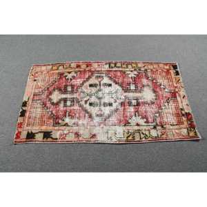 Tapis turc vintage 2,6x4,7 pi (79x142 cm), tapis à bordures rouges - Product Image 3