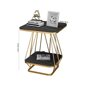 Finition en métal doré artistique créative de forme carrée moderne avec marbre noir Article Fabricant de style de bâtiment grossiste - Product Image 4