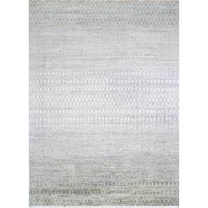 Tapis en laine noués à la main Kairos, gris et noir, motifs géométriques et abstraits pour la maison, le couloir et le salon, rectangulaire SKWL-253 - Product Image 1