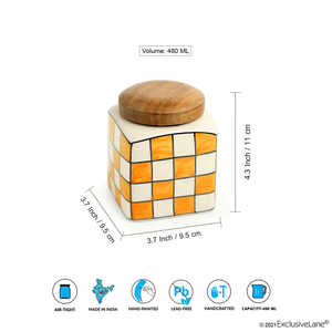 Shatranj Bocaux et bouteilles de stockage multi-usages en céramique 480 ML 10.9 cm peints à la main Lot de 2 hermétiques - Product Image 3