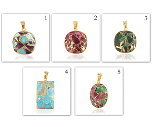 Colgante de cobre chapado en oro turquesa con estilo, joyería hecha a mano - Product Image 2