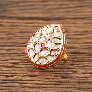 La dernière qualité d'exportation faite à la main de la bague de doigt de Kundan Meenakari avec le placage d'or pour des dames - Product Image 4