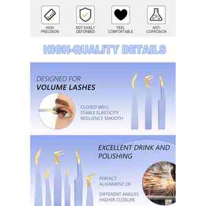 Pinzas de extensión de pestañas de acero inoxidable personalizadas injertadas de calidad superior con puntas de fibra para compradores mayoristas - Product Image 6
