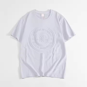 Camiseta en relieve transpirable OEM al por mayor logotipo personalizado hombres 100% algodón manga corta crea tu propio estilo logotipo personalizable - Product Image 4