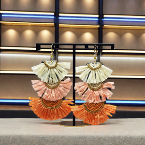 Trending Hot Sales Multi-Colour Shades Embroidery Design Earrings Fashionable Classic Style Unisex for Gifts and Parties - Product Image 3