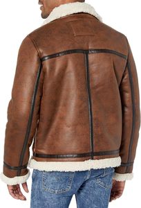 Real Shearling B3 Aviator Bomber Jacket para hombres Chaqueta de piel de oveja de invierno con cremallera frontal Chaqueta a prueba de viento - Product Image 2